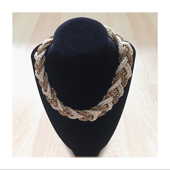 Cream & Gold Braided Necklace - Picture 3 of 5